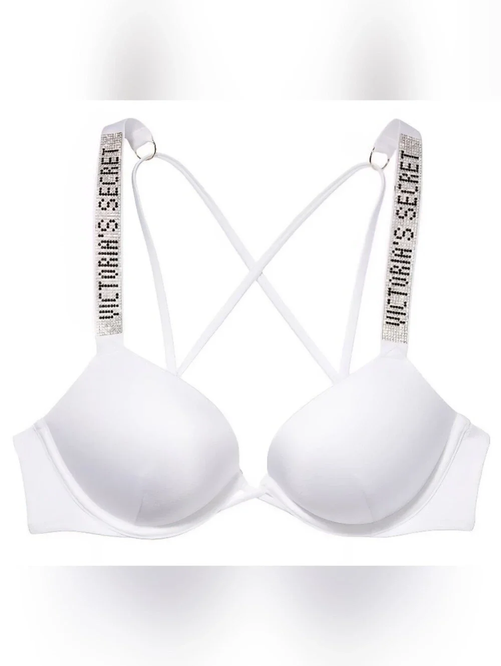 32AA 34B VS Swim Shine Strap Bombshell PushUp Bikini Top White